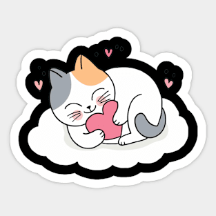 Smile Cat Sleeping Love Sticker